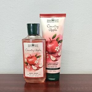 Bath & Body Works COUNTRY APPLE Body Wash & Body Cream Bundle Set